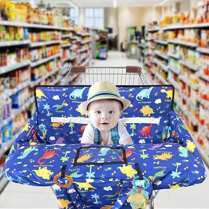 Shopping Cart Cover for Baby,2-in-1 High Chair Cover with Portable Cloth Bag,Cart Seat Pad for Babies Grocery Cushion Cover Restaurant,Suitable for All Supermarkets