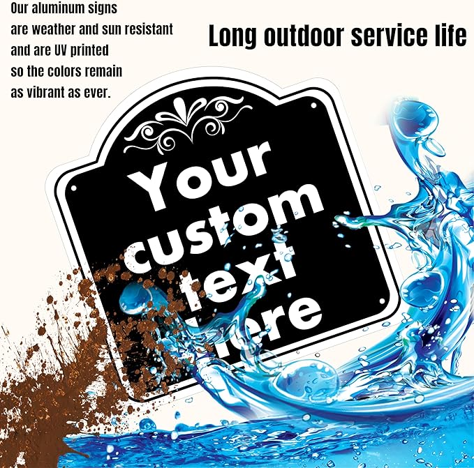 Custom Indoor/Outdoor Aluminum Weatherproof Metal Sign, Modern Minimalist Style, Black, 14*14 Inch, Customize for Office, Business, Workplace, Home, Delivery Signs