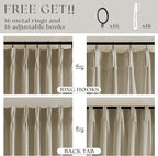 Khaki Beige Linen Curtains 45 Inch Length 2 Panel Set for Small Windows Rustic Country Linen Cotton Light Filtering Drapes Privacy Pinch Pleated Back Tab Semi Sheer Kitchen Curtains 45 Inches Long