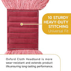 ONESIMUS 30 oz Pack of 12 Cleaning Heavy Duty Industrial Commercial Grade Looped-End Mop Head Replacement,6'' Headband Cotton String Wet Mop Head Refills,Machine Washable Red Mop