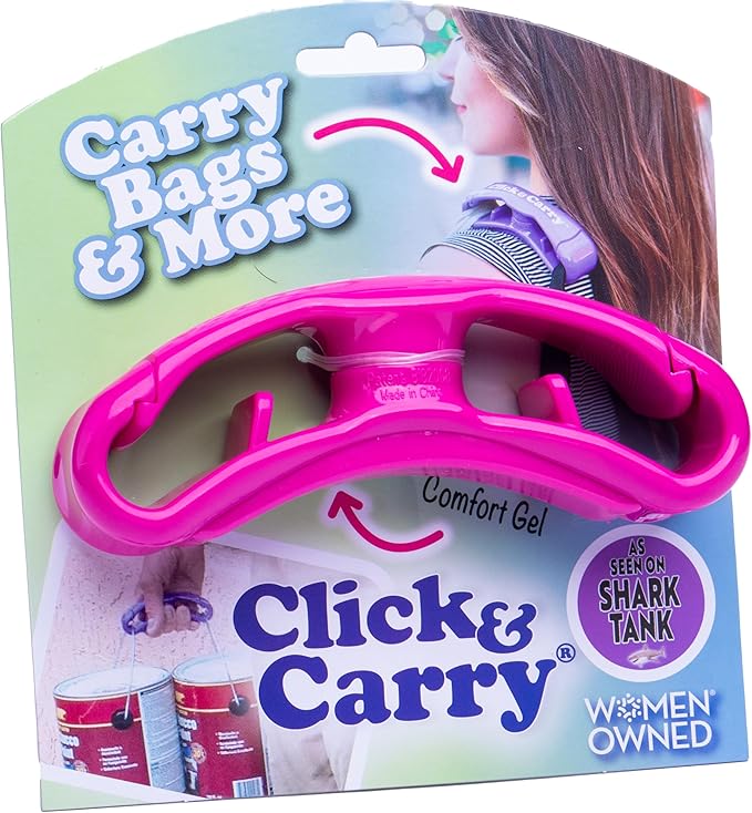 Click & Carry Grocery Bag Holder & Plastic Bag Carrier With Gel Padded Handle - Hands-Free Shopping Assistant for Multiple Bags, Paint Cans & Luggage - 100lb Capacity, As Seen on Shark Tank