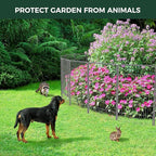 FXW Garden Fence Outdoor for The Yard – 45in(H) x 109.4ft(L) Heavy Duty Metal Animal Barrier for Dog and Rabbit, Decorative Dog Fence, 48 Panels, Silver
