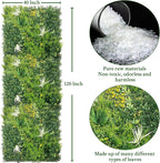 Artificial Grass Wall Boxwood Panels: 40" x 120" (33.5 sqft) Greenery Ivy Privacy Fence Faux Backdrop with UV Protection Vine Leaf Hedge for Garden Covering,Outdoor Indoor Home Decor
