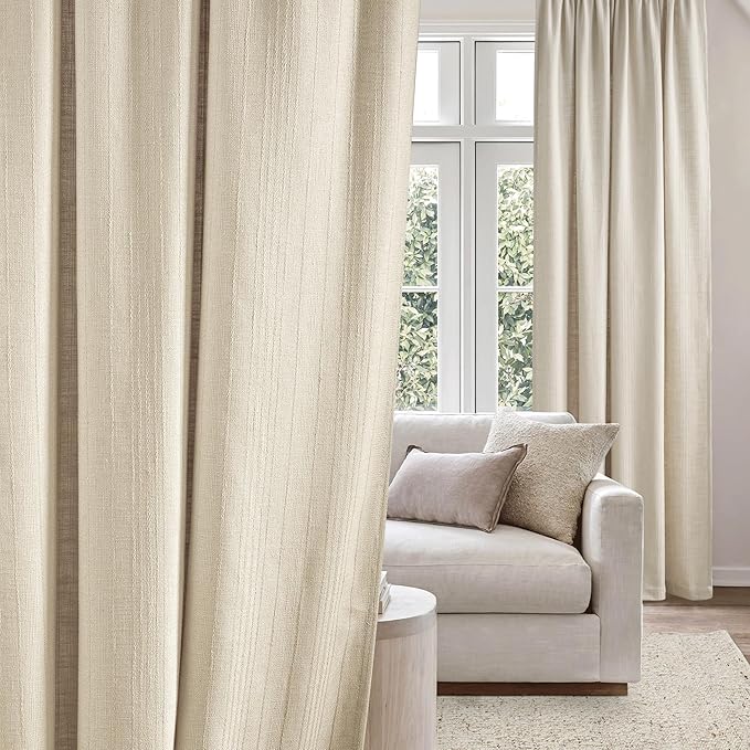 NICETOWN Jacquard Linen Curtains 84 inch Length 2 Panels, Waffle Weave Privacy with Light Filtering Window Treatments for Bedroom, W52 x L84, 2 Panels