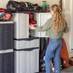 Sunnydaze Plastic Garage Storage Cabinet with 2 Adjustable Shelves - 57" H - Garage, Office, Home, Laundry Room - Gray