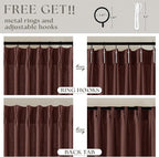 Maroon Pinch Pleated Linen Curtains 108 Inches Long for Living Room 2 Panels Set Flax Double Pleated Drapes Back Tab Farmhouse Ceiling Floor 108 Inch Window Curtains Bedroom Chestnut Reddish Brown