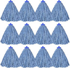 Matthew Cleaning Screw-on Heavy Duty Cotton Wet Mop Replacement Heads(Blue, Medium,12 Pack) with 2 Pack Microfiber Cloth for Residential & Commercial Floor Cleaning Use- Fit Standard American Screw