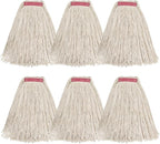 Matthew Cleaning 24oz 6Pack Cotton Floor Mop,Cotton Looped-Open String Heavy Duty String Mop Refills, Universal Headband Blend,Mop Head Replacement for Home, Industrial and Commercial Use(White)