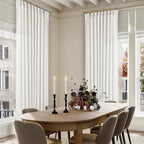 Extra Wide Pinch Pleat Curtains 84 Inches Long for Patio Sliding Glass Door Ivory Linen 60 Inch Wide Curtain Memory Trained Pleated Drapes with Hooks Rings Semi Sheer 60x84 Curtain for Large Window