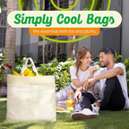 Simply Cool 50 Pack Reusable Eco-Friendly Grocery Shopping Bags 12.6"x6.3"x11.8" Durable, Recyclable, Washable, Foldable, Portable Tote Bags Bulk (50 Pack,Cream)