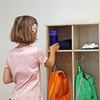 Factory Direct Partners 13138-NT Birch 2-Section Coat Locker with Bench, Storage Cubbies and Coat Hooks - Natural