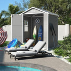 UDPATIO Outdoor Resin Storage Shed 6x4.5 FT, Plastic Garden Shed for Bike, Garbage Can, Tool, Outside Sheds with Lockable Door for Backyard, Patio, Lawn, Grey & White
