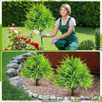 2 Artificial Boston Fern with Integrated Ground Stake 24'' Realistic UV Resistant Faux Plant with Spike for Indoor Outdoor Garden Yard Spring Summer Wedding Decoration