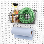 Spectrum Diversified Pegboard/Wall Mount Basket and Paper Towel Holder, 5.5" L X 15.25" W, Industrial Gray (Pack of 5)