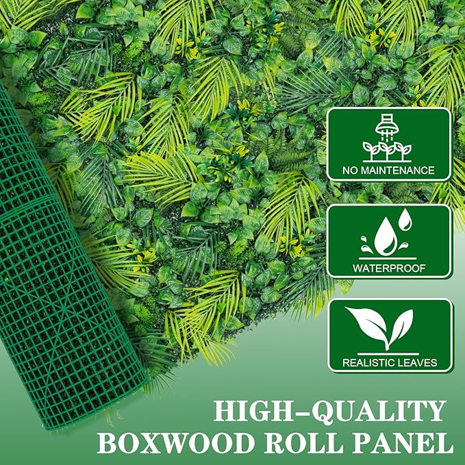 Artificial Grass Wall 40"x120"(33.33 SQFT), Boxwood Wall Panels UV-Protected Greenery Privacy Hedge Screen for Indoor Outdoor Patio Balcony, Party Garden Fence Decor