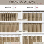 Dark Flax Pinch Pleated Linen Curtains 100 Inches Long Semi Sheer Memory Trained Ripple Fold Curtain with Hooks Back Tab Textured Light Filtering Drapes for Bedroom Living Room 50x100 Set of 2