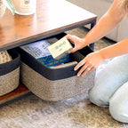 NaturalCozy Storage Baskets 16.8”x13”x7.6” Cotton Rope Woven Baskets for Organizing 3-Pack | Toy Storage Bins | Basket for Shelves, Laundry, Blanket, Clothes, Closet, Kitchen, Bathroom, Gifts