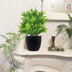 LELEE Artificial Potted Plants Mini Fake Plants, 4 Pack Medium Eucalyptus Potted Faux Decorative Grass Plant with Black Plastic Pot for Home Decor, Indoor, Office, Desk, Table Decoration