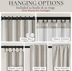 Pleat Linen Blend Room Darkening Extra Long Curtains 120 Inch Length 2 Panels Set for Living Room, Natural Melange Grey for Bedroom Windows Blackout Drapes Heat Blocking for Summer Heat (50"Wx120"L)
