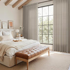 Nanspring Grey Beige Linen Curtains 96 Inches Long for Living Room Simple Modern Luxury Light Filtering Semi Sheer Curtain Back Tab Flax Boho Neutral Gray Drapes for Bedroom Office 52x96, 2 Panels