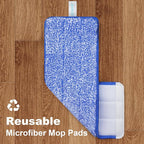 JOYMOOP Microfiber Flat Mop and Bucket System, Mops for Floor Cleaning and Wall Cleaner, Hardwood, Tile, Laminate, Vinyl Floors, Smooth Walls, and Glass Windows - 60" Flat Mop+3 Microfiber Pads[Black]