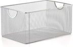 YBM Home Mesh Wire Storage Basket for Shelves, Pantry Organization, and Kitchen - Multipurpose Steel Wire Basket Holder Bin for Organizing Office Supplies, Household Toiletries and Laundry Supplies