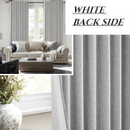 Grey Curtains 60 Inch Length Wide Pleated Blackout Curtain for Sliding Glass Door/Living Room, Farmhouse Linen Thick Boho Bedroom Heavy Insulated Large Window Drapes (60" Wx90 Lx2Panels)