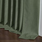 108 Inch Linen Pleated Curtains 2 Panels Set for Living Room Bedroom Farmhouse Cotton Rustic Farmhouse Back Tab Memory Trained Pinch Pleat Window Curtain Olive Green 108 Inch Length for Office 9FT
