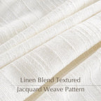NICETOWN Natural Linen 90 inch Curtains Boho Style, Jacquard Weave Waffle Pattern Privacy Light Filtering Drapes for Farmhouse/Living Room, W52 x L90, 2 Panels