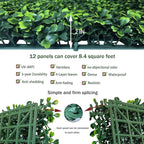 Artificial Grass Wall Backdrop Panels,10 X 10 in 12P(8.4 sqft) UV-Anti Greenery Boxwood Panels for Indoor Outdoor Green Wall Decor & Ivy Fence Covering Privacy