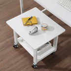 SunnyPoint 2-Tier Under Desk Printer Stand with Storage Shelf and Steel Frame, Industrial Mobile Printer Cart Holder with Lockable Improved Industrial Wheels for Home and Office (WHT)