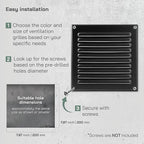 Vent Systems 8 x 8 Inch (Inner) - Pack of 2 - Black Metal Soffit Vent Cover - Durable Square Air Vent Grille with Mesh Screen - Weather Resistant Ventilation Grill - Wall & Ceiling, Indoor & Outdoor