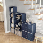 Homes: Inside + Out Apexa 2-Drawer Wooden Stackable Storage Drawers, Small Food Pantry Cabinet, Cajonera De Madera, Underbed Drawer Dorm Teen Room Decor & Bedroom, Home Office, Kitchen, Steel Blue