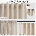 Nanspring 108 Inch Long Curtains for Living Room Cream Beige Linen Modern Farmhouse Decor Light Filtering Semi Sheer Curtain Back Tab Luxury Floor to Ceiling High Window for Bedroom 52x108, 2 Panels
