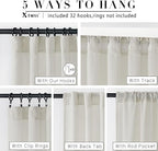 XTMYI Linen Curtains 96 Inch Long 2 Panel Set, Cream Sheer Pleated Curtain for Living Room, Modern Farmhouse Curtains for Dining Room Bedroom, Ivory Colored