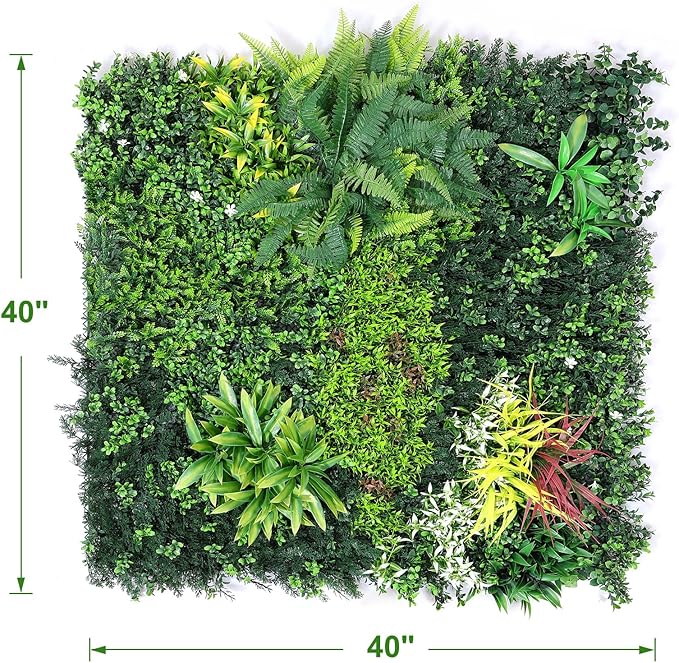 Boshen Artificial Grass Wall Panels, 5 Pack 40“x40” Boxwood Hedge UV Protected Greenery Privacy Grass Wall Decor Indoor Outdoor Wedding Garden Decor