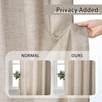 Beige Sheer Pinch Pleated Curtains 96 Inches Long 2 Panels,Back Tab Pleated Drapes Hooks Thick Linen Textured Boho Farmhouse Curtain for Dining Bedroom 70 Inch Wide Each Panel