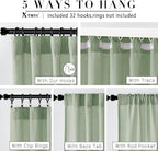 XTMYI Sage Green Sheer Curtains 63 Inch Length for Living Room,Boho Rod Pocket Light Filtering Linen Semi Transparent Bedroom Curtains Drapes 63 Inches Long 2 Panels Set for Bathroom Window Kitchen