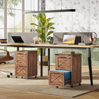 DEVAISE 2 Drawer File Cabinet with Hanging Files,Mobile Rolling Storage Cabinet for Home Office,Under Desk Filing Cabinet with Lock,Printer Stand,Oak