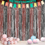 4 Pack Sparkle Red and Black Fringe Curtain - 3.3x6.6 Feet Tinsel Streamer for Birthday Decorations | Halloween Decorations | Casino Theme Party Decorations | Red Carpet