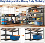 REIBII 48" W Garage Shelving Heavy Duty, 3000LBS Storage Shelves, 5-Tier Adjustable Metal Shelving, Garage Shelves Sturdy Industrial Shelf, Easy Assemble, 72" H x 48" W x 18" D, 2PC