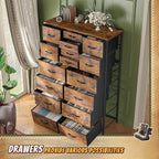 57“H Dresser for Bedroom with Multiple Drawers, Fabric Dressers & Chests of Drawers for Bedroom,Large Dresser, Sturdy Metal Frame & Wood Top,Entryway, Hallway(Rustic Brown)