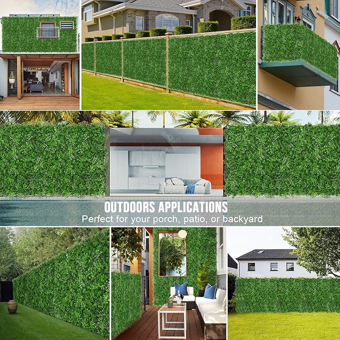 20"x20" Artificial Hedge Grass Wall, 6PCS Boxwood Panels, Greenery Backdrop Panles, UV Protected Privacy Fence Screen, Green Wall Decor for Outdoor Indoor Wedding Décor