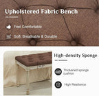 LOULENS 43.9" Linen Fabric End of Bed Bench, Vintage French Upholstered Button Tufted Entry Bench, Window Seat with Carved Wood Legs for Bedroom, Living Room, Entryway, Foyer, Hallway, Brown