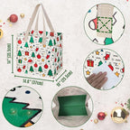 VENO 4 Pack Christmas Reusable Grocery Bags, Heavy-Duty Shopping Bags with Handles, for Shopping Cart with Hard Bottom to Stand Upright, Foldable (Jingle Mix, 4 Pack)