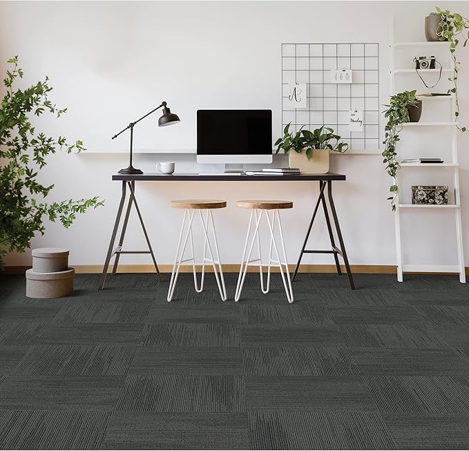Mohawk Elite 24" x 24" Berber (Loop pile), 0.1" Pile Height, Carpet Tile, Nylon Fiber, Black Bird Color, (24 Tiles), (96 sqft/carton)