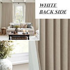 Extra Wide 60 Inch Blackout Curtains 96 Inches Long for Living Room, Rustic Boho Room Darkening Textured Linen Pleated Insulated Ceiling Track Large Window Drapes (60"W x 96"L 2 Panels Grey Beige)