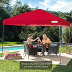 Best Choice Products 10x10ft 1-Person Setup Pop Up Canopy Tent Instant Portable Shelter w/ 1-Button Push, Case, 4 Weight Bags - Red