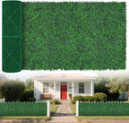 Artificial Greenery Wall Roll,40"x 120"(33.33 sq.ft) UV-Anti Faux Boxwood Roll Panels Greenery Backdrop, Vine Leaf Fence Panels for Garden Fence Covering Privacy, Outdoor Indoor Home Decor