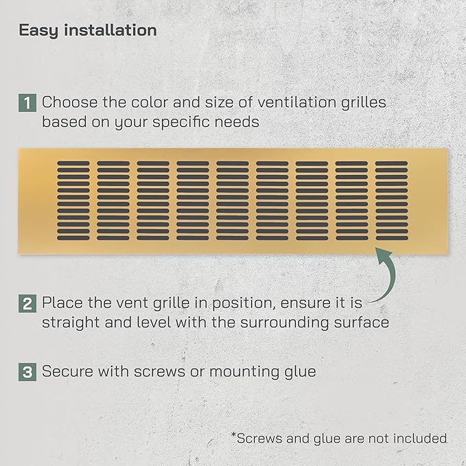 Vent Systems 15.75 x 3.94 (Outer Size) Air Supply Ventilation Grille - Pack of 2 - Gold Aluminum Rectangle Intake/Exhaust Door Vent Deflector - HVAC for Home Improvement Floor, Wall Duct Cover